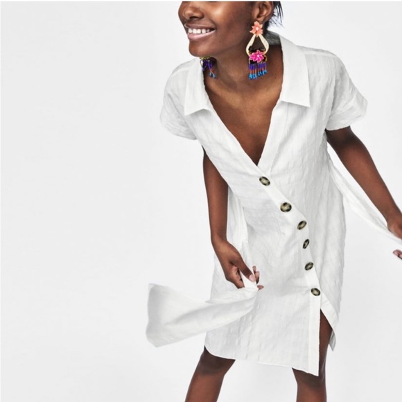 Zara asymmetric button dress - Picture 4 of 10